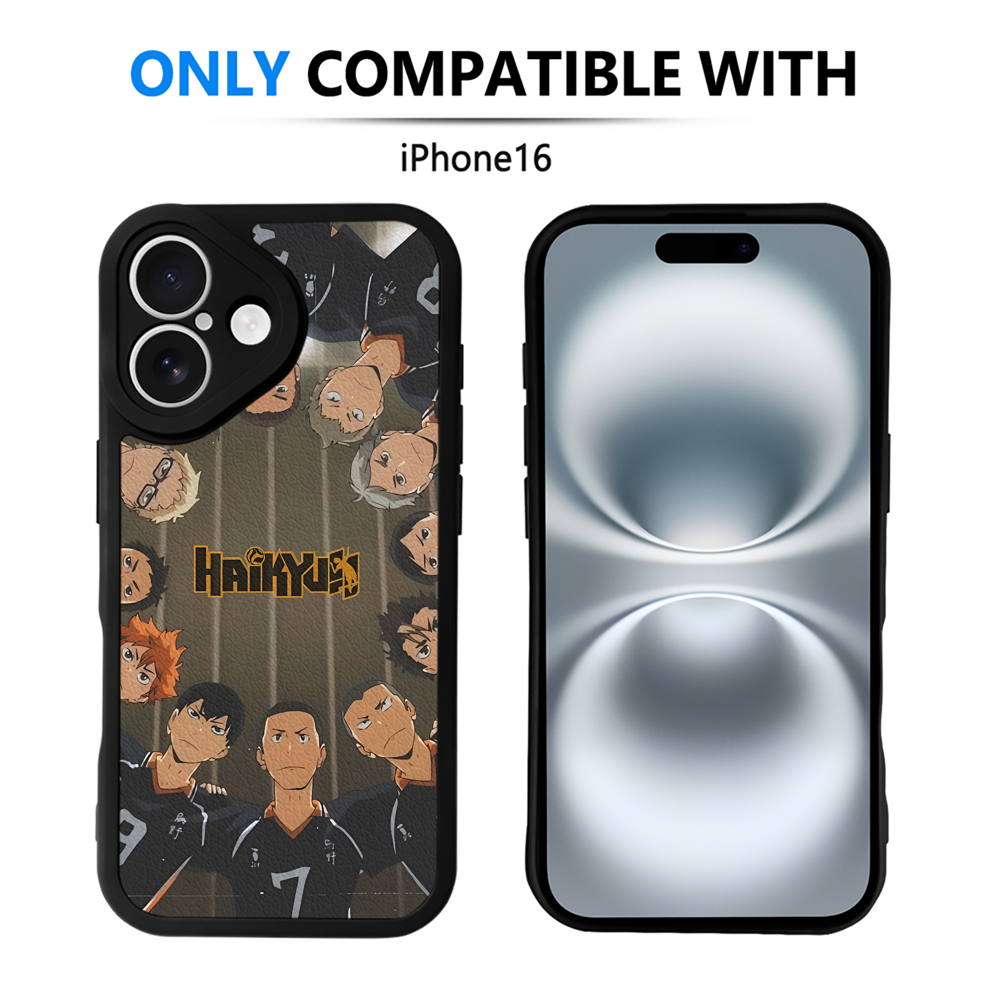 （画像用） ハイキュー!! Haikyu!! 【iPhone 16シリーズ対応】シリコンスマホケース（レザー調） 材質：シリコン